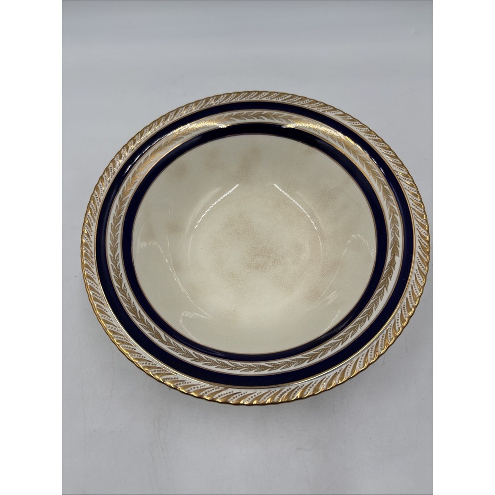 Crown Ducal Duchess Pattern Cobalt Rimmed Soup Bowl